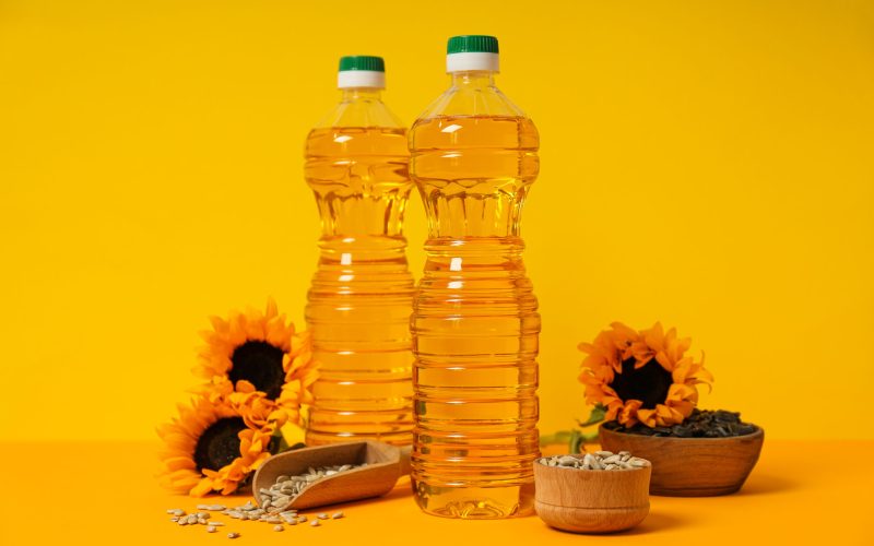 Concept of ingredients for cooking - Sunflower oil
