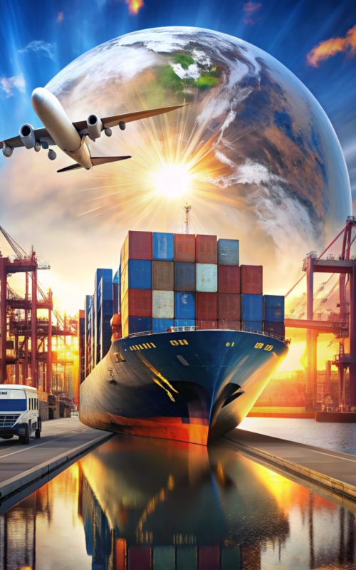 Global business logistics import export background and container cargo freight ship transport concept